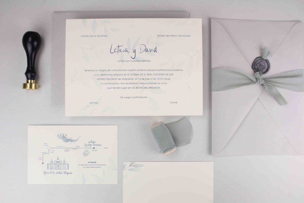 Invitaciones de boda personalizadas: la papelería de la boda de Leticia y David.